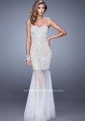 Picture of: Strapless Prom Gown with Full Skirt, Pearls, and Stones in White, Style: 21324, Detail Picture 1