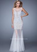 Picture of: Sleeveless Mermaid Prom Dress with Tulle Skirt and Pearls in White, Style: 21327, Main Picture