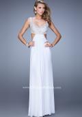Picture of: Full Length Net Jersey Dress with Beaded Embroidery in White, Style: 21329, Detail Picture 1
