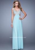 Picture of: Full Length Net Jersey Dress with Beaded Embroidery in Mint, Style: 21329, Detail Picture 2