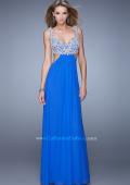 Picture of: Full Length Net Jersey Dress with Beaded Embroidery in Blue, Style: 21329, Detail Picture 4