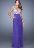 Picture of: Full Length Net Jersey Dress with Beaded Embroidery in Purple, Style: 21329, Detail Picture 5