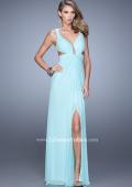 Picture of: Plunging Neckline Prom Gown with Gathered Bust in Mint, Style: 21330, Detail Picture 3