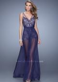 Picture of: Unique Lace Romper with Sheer Overlay, Style: 21333 in Navy, Detail Picture 1