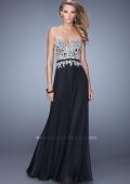 Picture of: Long Chiffon Embroidered Prom Dress with Belt in Black, Style: 21334, Main Picture