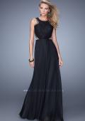 Picture of: High Scoop Neck Chiffon Prom Dress with Lace Bodice in Black, Style: 21336, Main Picture
