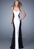 Picture of: Two Toned Jersey Prom Dress with Strappy Back in Black and White, Style: 21337, Main Picture