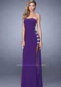 Picture of: Side Slit Jersey Prom Dress with Stones and Sheer Netting in Purple, Style: 21338, Detail Picture 2