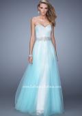 Picture of: Tulle Prom Dress with Lace Lining and Embroidered Belt in Blue, Style: 21341, Main Picture