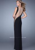 Picture of: V Neck Jersey Dress with Multicolored Rhinestones in Black, Style: 21346, Back Picture
