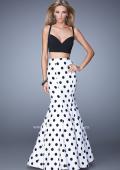 Picture of: Polka Dot Mermaid Two Piece Prom Gown in Polka Dots, Style: 21348, Main Picture