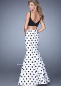 Picture of: Polka Dot Mermaid Two Piece Prom Gown in Polka Dots, Style: 21348, Back Picture