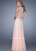 Picture of: Halter Chiffon Prom Dress with Metallic Embroidery in Peach, Style: 21349, Back Picture