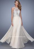 Picture of: Halter Chiffon Prom Dress with Metallic Embroidery in Nude, Style: 21349, Detail Picture 1