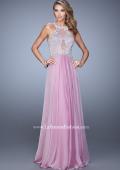 Picture of: Halter Chiffon Prom Dress with Metallic Embroidery in Pink, Style: 21349, Detail Picture 4