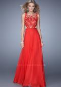 Picture of: Sleeveless Chiffon Prom Dress with Lace Appliques in Red, Style: 21353, Main Picture