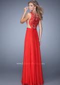 Picture of: Sleeveless Chiffon Prom Dress with Lace Appliques in Red, Style: 21353, Back Picture