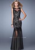 Picture of: Mermaid Prom Dress with Tulle Skirt and Open Back in Black, Style: 21356, Main Picture