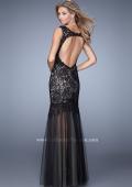 Picture of: Mermaid Prom Dress with Tulle Skirt and Open Back in Black, Style: 21356, Back Picture