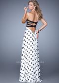 Picture of: Chic Prom Dress with Polka Dot Print Skirt and Open Back in Polka Dots, Style: 21359, Back Picture