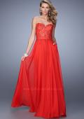 Picture of: Embroidered Chiffon Prom Dress with Pockets in Red, Style: 21360, Detail Picture 2