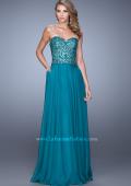 Picture of: Embroidered Chiffon Prom Dress with Pockets in Emerald, Style: 21360, Detail Picture 4