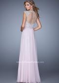 Picture of: Sheer Cap Sleeve Chiffon Gown with Beaded Detail in Pink, Style: 21361, Back Picture