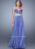 Picture of: Sheer Cap Sleeve Chiffon Gown with Beaded Detail in Purple, Style: 21361, Detail Picture 1