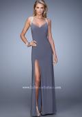 Picture of: Jersey Prom Dress with Embroidered Halter Straps in Gray, Style: 21362, Detail Picture 2