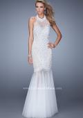 Picture of: Long Fully Beaded Mermaid Prom Dress with Sheer Detail in White, Style: 21363, Main Picture