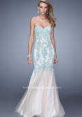 Picture of: Tulle Mermaid Prom Gown with Beaded Lace Straps in Mint and White, Style: 21369, Detail Picture 1