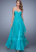 Picture of: Chiffon Prom Dress with Tiered Skirt and Embroidery in Peacock, Style: 21374, Detail Picture 1