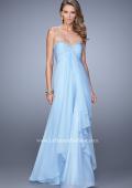 Picture of: Chiffon Prom Dress with Tiered Skirt and Embroidery in Blue, Style: 21374, Detail Picture 4