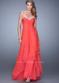 Picture of: Chiffon Prom Dress with Tiered Skirt and Embroidery in Red, Style: 21374, Detail Picture 5