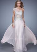 Picture of: One Shoulder Chiffon Prom Dress with Metallic Embroidery in Pink, Style: 21379, Main Picture