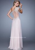 Picture of: One Shoulder Chiffon Prom Dress with Metallic Embroidery in Pink, Style: 21379, Back Picture