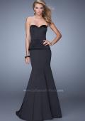 Picture of: Satin Mermaid Dress with Peplum Waist and Train in Black, Style: 21380, Main Picture