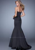 Picture of: Satin Mermaid Dress with Peplum Waist and Train in Black, Style: 21380, Back Picture