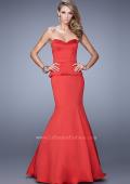 Picture of: Satin Mermaid Dress with Peplum Waist and Train in Red, Style: 21380, Detail Picture 1