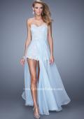 Picture of: Bold Lace Romper with Flowing Chiffon Skirt in Blue, Style: 21383, Main Picture