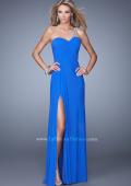 Picture of: One Shoulder Prom Gown with Gathered Bodice and Stones in Blue, Style: 21384, Main Picture