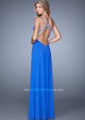 Picture of: One Shoulder Prom Gown with Gathered Bodice and Stones in Blue, Style: 21384, Back Picture