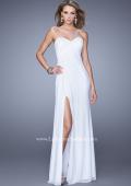 Picture of: One Shoulder Prom Gown with Gathered Bodice and Stones in White, Style: 21384, Detail Picture 1