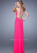 Picture of: One Shoulder Prom Gown with Gathered Bodice and Stones in Hot Pink, Style: 21384, Detail Picture 3