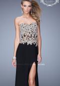 Picture of: Strapless Jersey Prom Gown with Corset Bodice in Black, Style: 21387, Main Picture