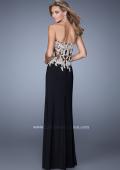Picture of: Strapless Jersey Prom Gown with Corset Bodice in Black, Style: 21387, Back Picture