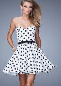 Picture of: Polka Dot Cocktail Dress with Satin Bow Belt and Pockets in Polka Dots, Style: 21388, Main Picture