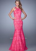 Picture of: Lace Mermaid Prom Dress with Sheer Halter Neckline in Pink, Style: 21389, Detail Picture 1