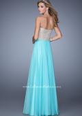 Picture of: Strapless Chiffon Gown with Corset Bodice and Stones in Mint, Style: 21390, Back Picture