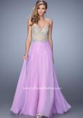 Picture of: Strapless Chiffon Gown with Corset Bodice and Stones in Purple, Style: 21390, Detail Picture 1